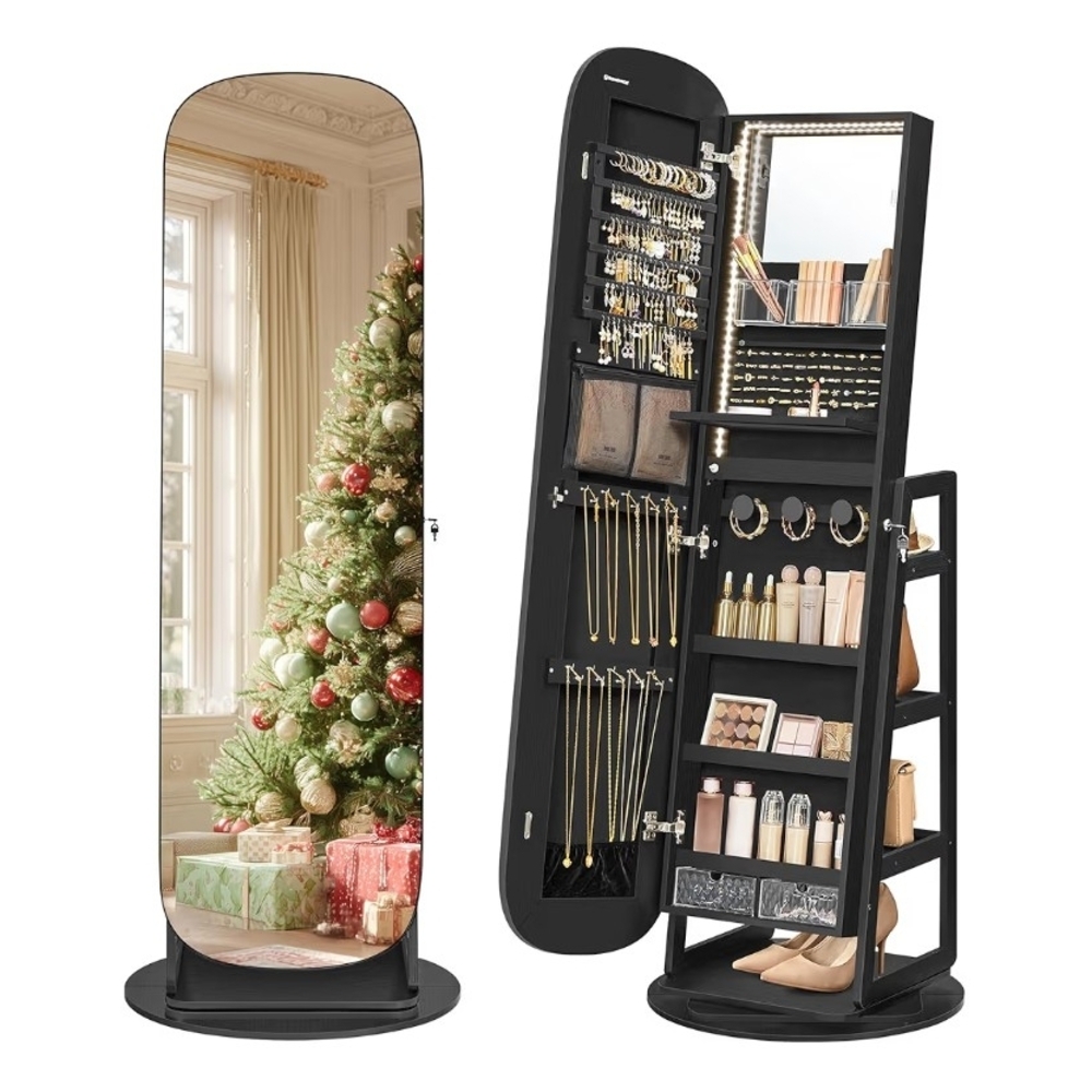 Black Jewelry Armoire with Mirror